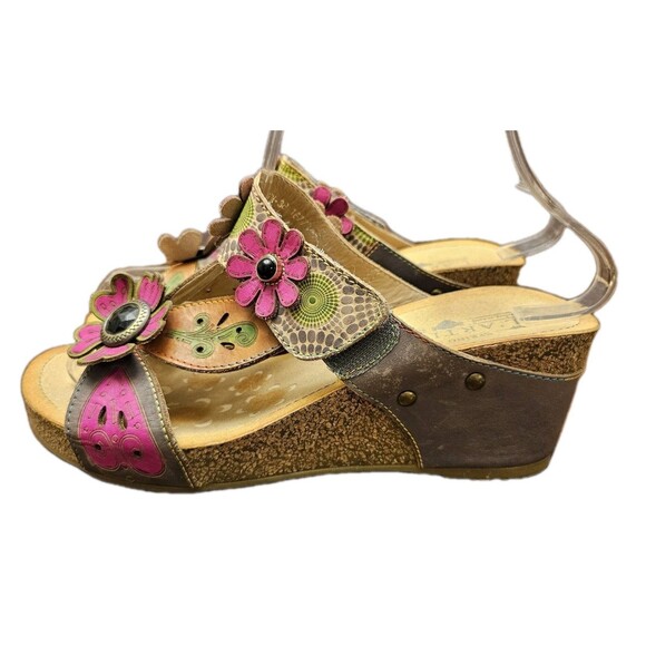 L'Artiste By Spring Step Adelanda Leather Sandals Floral Slides, Womens 7.5 (38) - Picture 5 of 13
